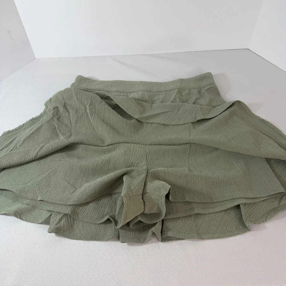 Promesa Sage Green Textured Ruffle Skort Small NWT Mini Skirt Coquette Fairy